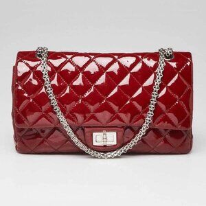 Chanel Red 2.55 Reissue Quilted Patent Leather 227 Jumbo Flap Bag